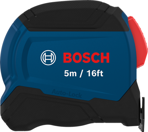 شريط قياس Bosch بطول 5 أمتار (16 قدمًا) مزود بخاصية القفل التلقائي.